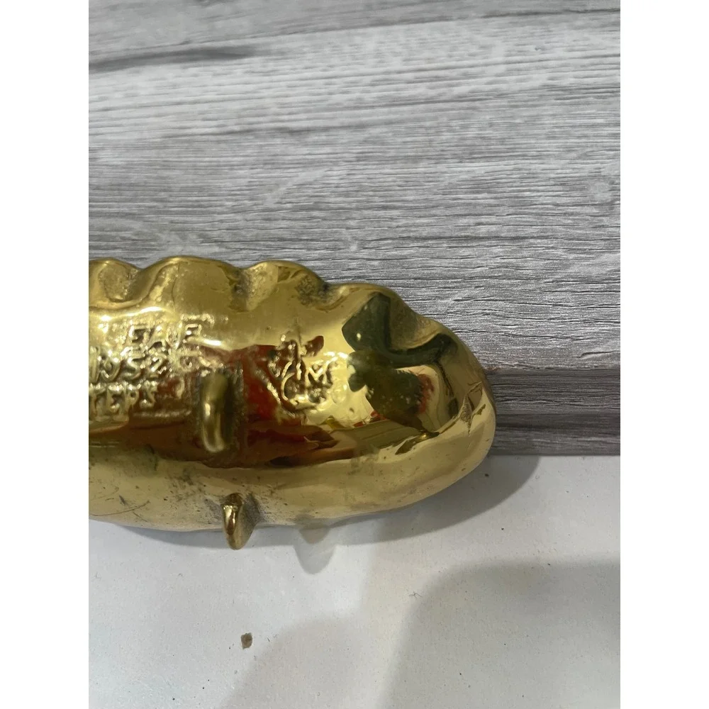 Vintage Virginia Metalcrafters Primrose Leaf Brass Dish 1952 Gold Catchall Tray